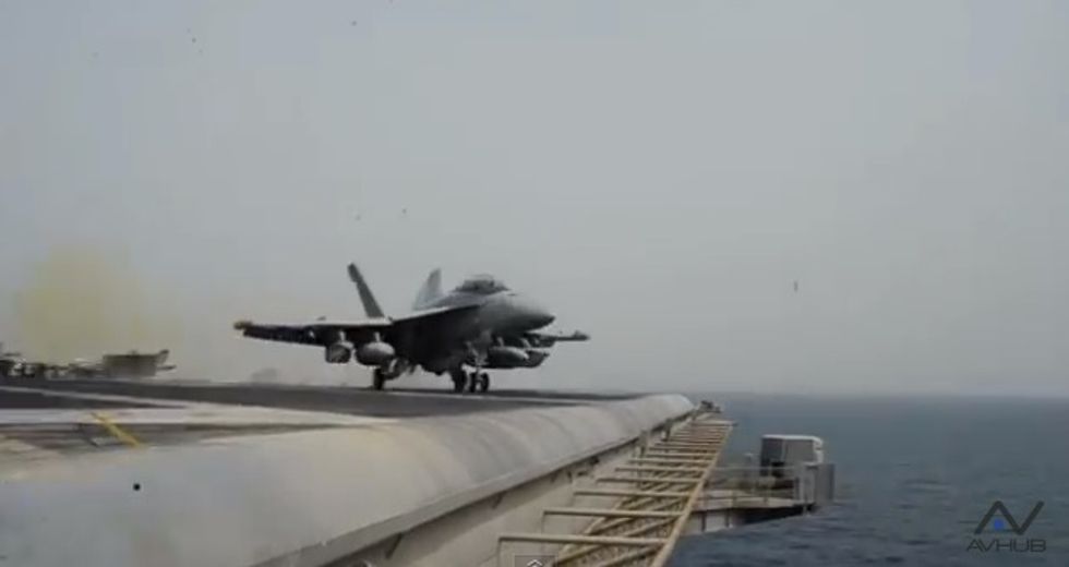 It Takes Just About Five Seconds for an F-18 to Zoom Off the USS Carl Vinson and the Sound of It Doing So Is Stunning