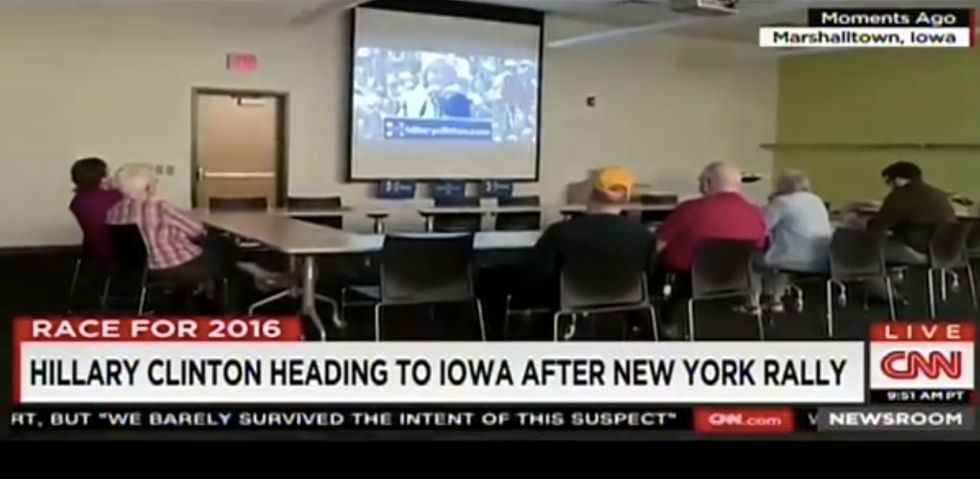 Hillary Draws a Crowd in NYC — But One Iowa Viewing Party Is Called 'Pitiful' by CNN Anchor