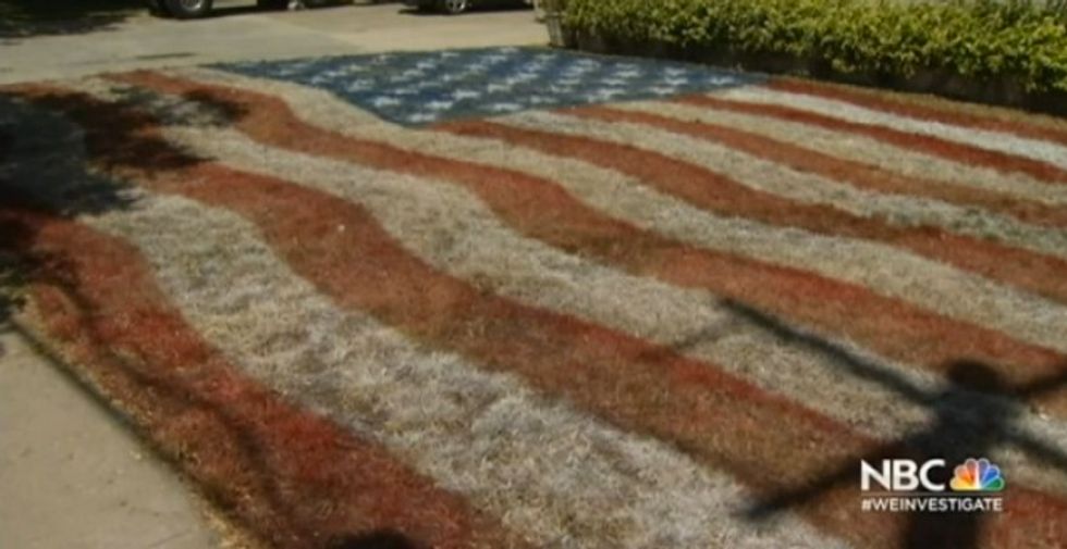 California Couple Transforms Brown Lawn Into Patriotic Work of Art