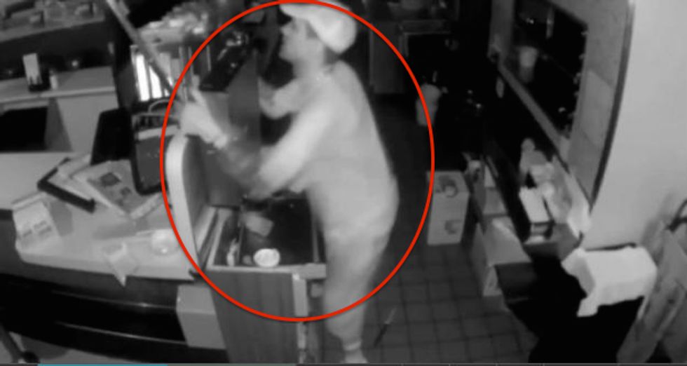 Video: Burglar Picks Fight With Bolted Cash Register, Fails Miserably