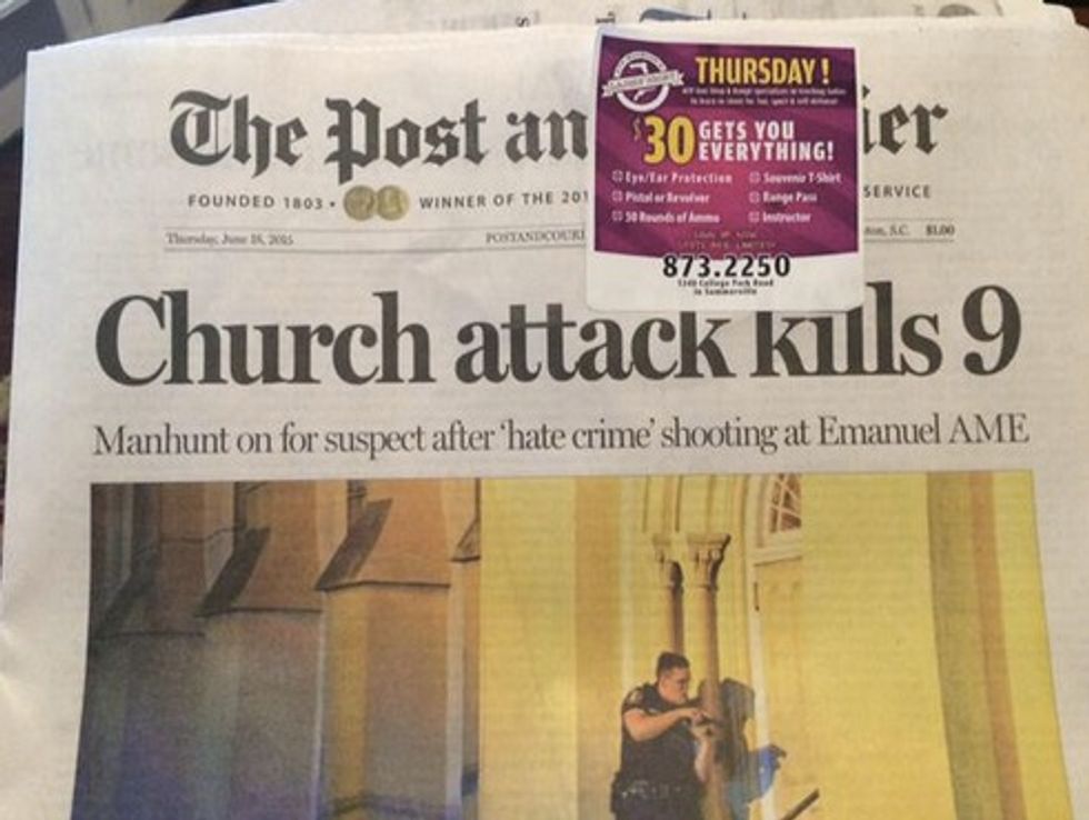 Charleston Newspaper Apologizes for Gun Ad on Front Page Above Church Shooting Headline