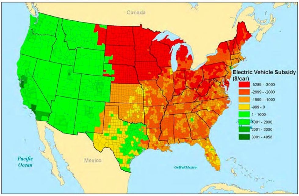 New Map Reveals How Those 'Green' Cars Aren't Exactly Great for the Environment Everywhere