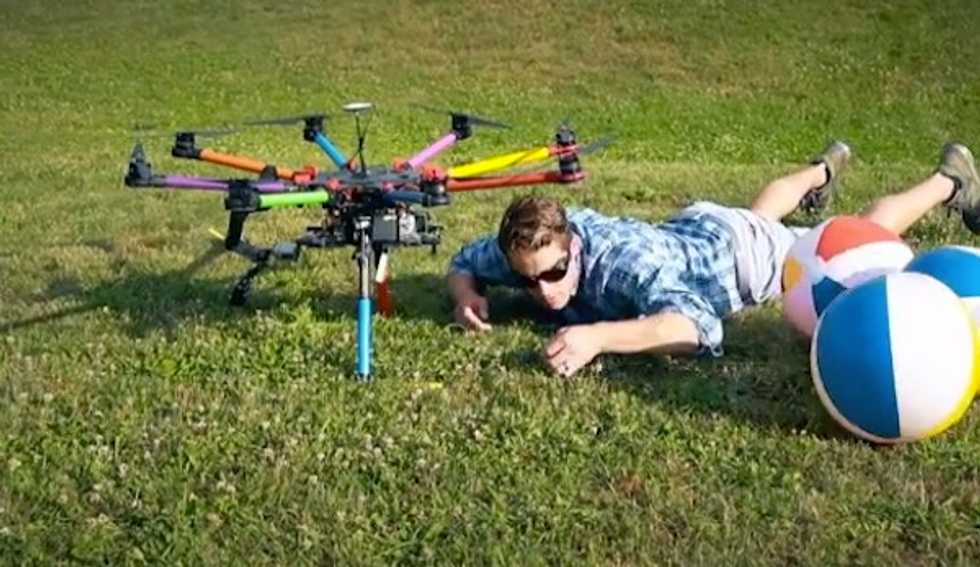 Watch a Drone Deliver Free Gifts to People Around Town, Including a Cop (Guess What He Got)