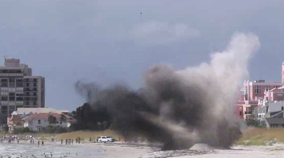 WWII Bomb With Flash 'Dangerous to Look at' Washes Up on Beach — See Its Shoreline Detonation