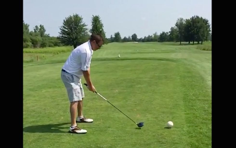 Fore! Golfer's horrible drive earns him a 'birdie' (literally)