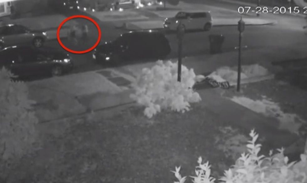 Surveillance Video Shows Alleged Prowler’s Embarrassing Run-In  With Bold Bystander Who Has Been ‘Working Out Lately\