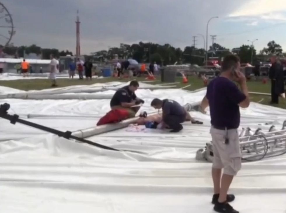 One Dead, 20 Injured After Tent Blows Off Moorings in Storm, Collapses on Festival Attendees Near Chicago