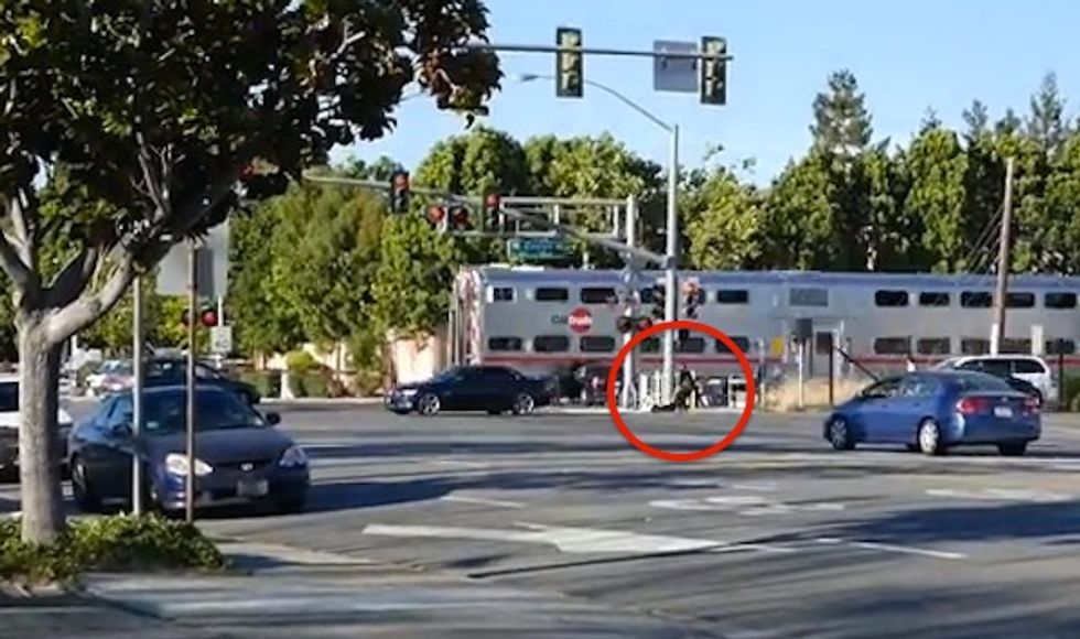 Video: Cop Drags Driver on Train Tracks to Safety Moments Before It Was Too Late