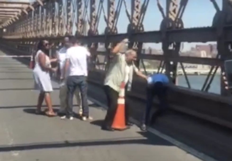 Insane Road Rage Fight — Featuring Furious Elderly Puncher — Brings Traffic to a Halt on Busy Brooklyn Bridge