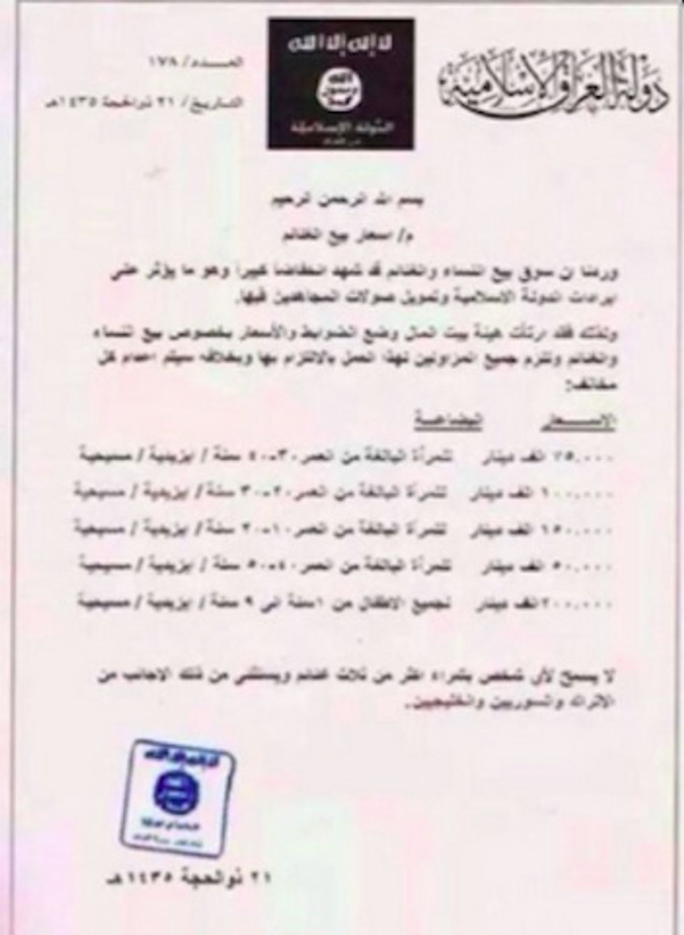 The Girls Get Peddled Like Barrels of Petrol:' U.N. Official Confirms Nauseating 'Price List' for Islamic State Sex Slaves