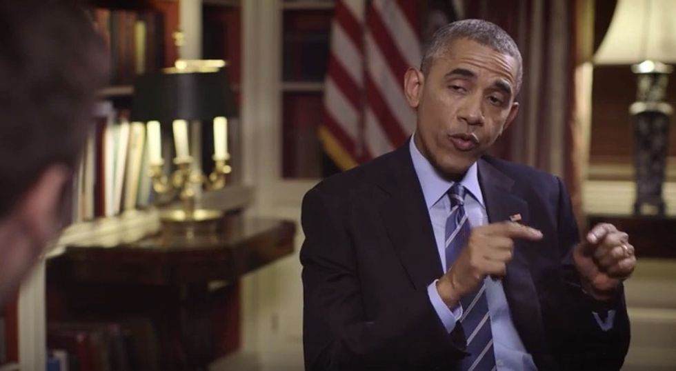 Watch Obama Attempt to Clarify Remark Comparing Those Against Iran Deal to ‘Death to America’ Crowd