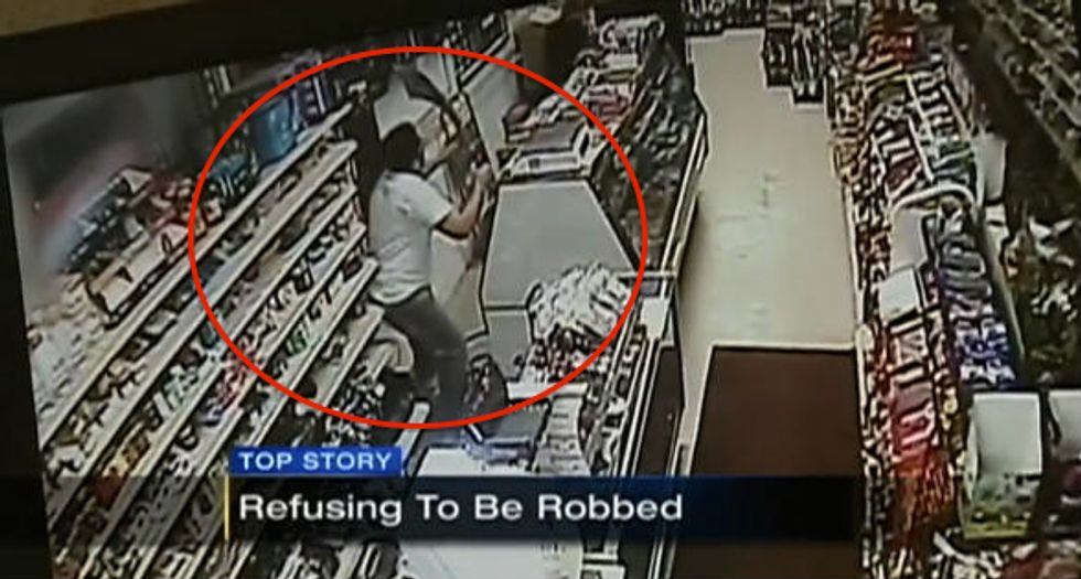 Robbers Enter Store With Foot-Long Knife, but Weapon Pulled Out From Behind Counter Had Them Running