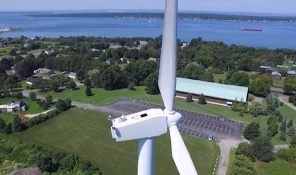 Drone Flying Near Wind Turbine Spots Something Highly Unusual on Top