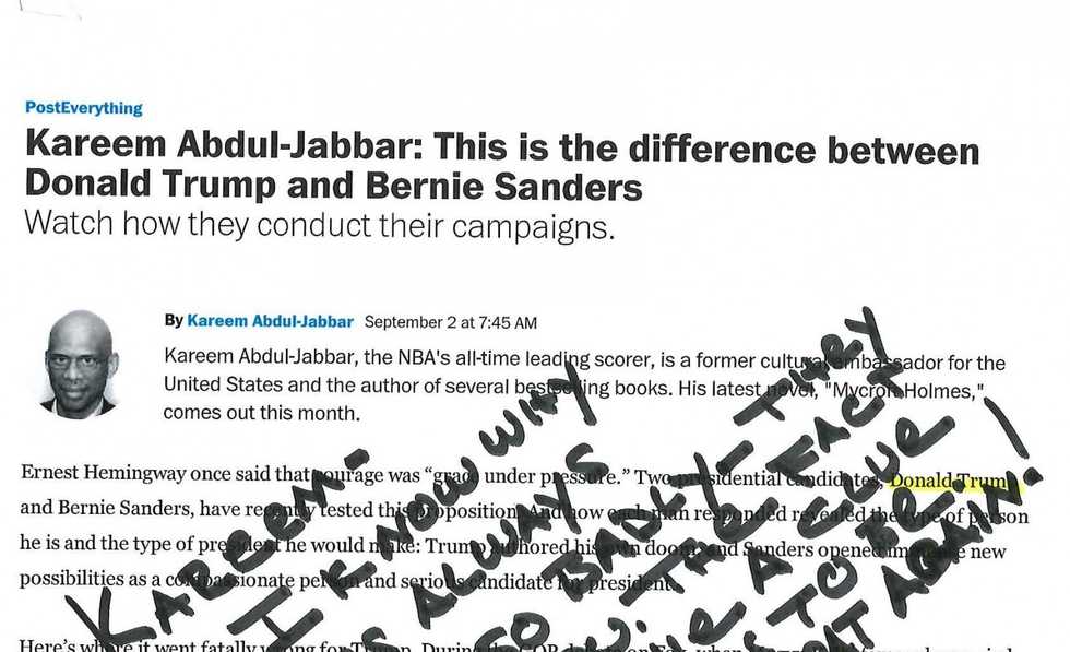 See the Scathing Note Donald Trump Penned to Former NBA Player Who Wrote Essay Critical of Him
