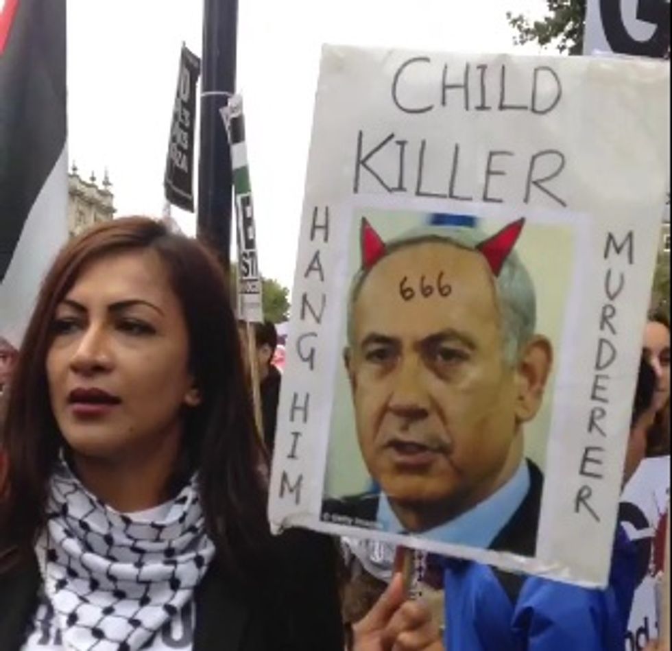 Hamas, Hezbollah Flags, and a Large Dose of Anti-Semitism on Full Display at London Rally Against Netanyahu