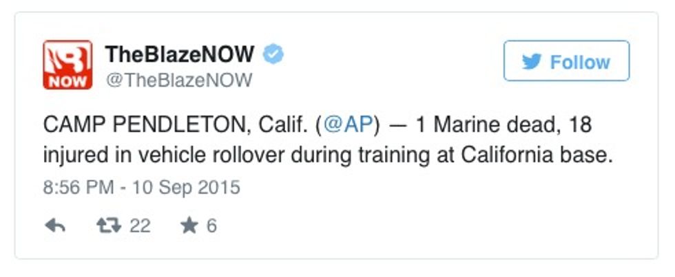One Marine Dead, 18 Injured in Vehicle Rollover During Training at California Base
