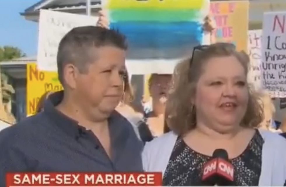 A Lie From the Pit of Hell!': Man Shouts About 'Sin' and 'Homosexual Sodomy' as Lesbian Couple Gets Marriage License at Defiant Kentucky Clerk's Office