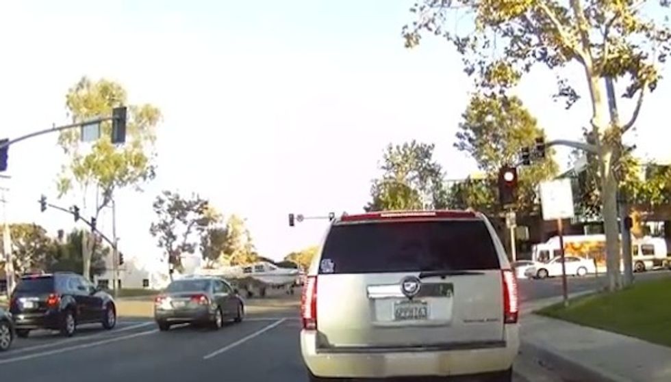 A Dashcam Just Happened to Catch the Moment a Small Plane Made an Emergency Landing on a Busy California Street