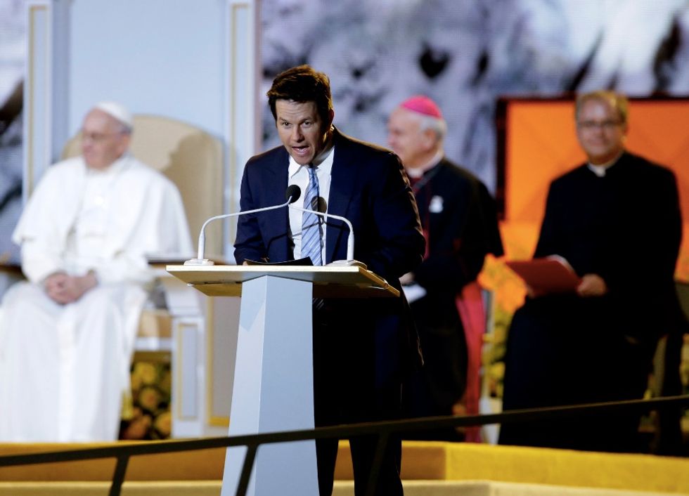 Mark Wahlberg's Joke While Emceeing Pope Francis Event Ends With Actor Asking, 'Holy Father, Please Forgive Me
