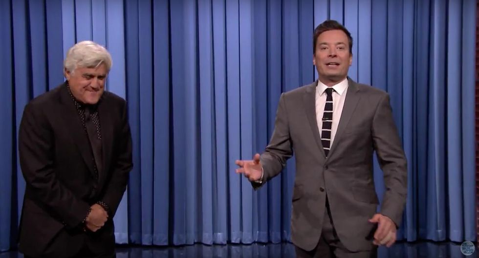 Jay Leno Momentarily Takes Over Jimmy Fallon's Monologue Only as the Former 'Tonight Show' Host Can