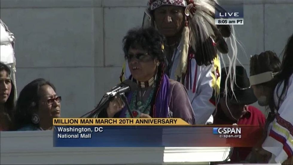 Million Man March Speaker Leads Chant of 'Down, Down USA