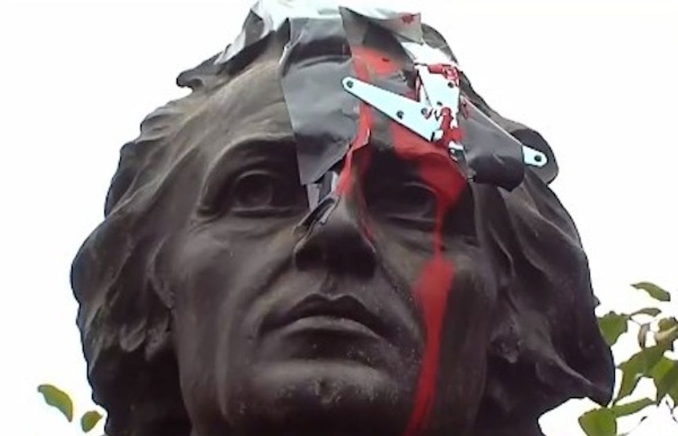 105-Year-Old Christopher Columbus Statue Dishonored With an Ax to the Head