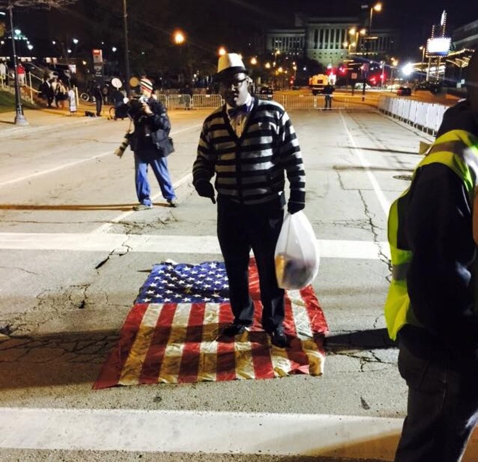 Protester Stomps, Burns Flag Outside of GOP Debate — but His Anti-America Demonstration Backfires in Major Way
