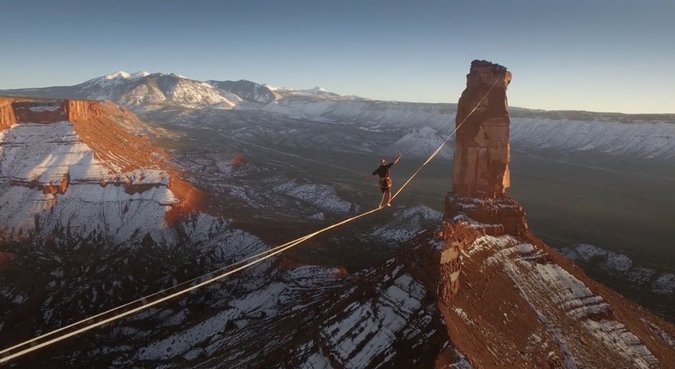 My Job Is Awesome': Watch This Professional Slackline Walker Step Carefully Over 500 Meters Across the Utah Desert