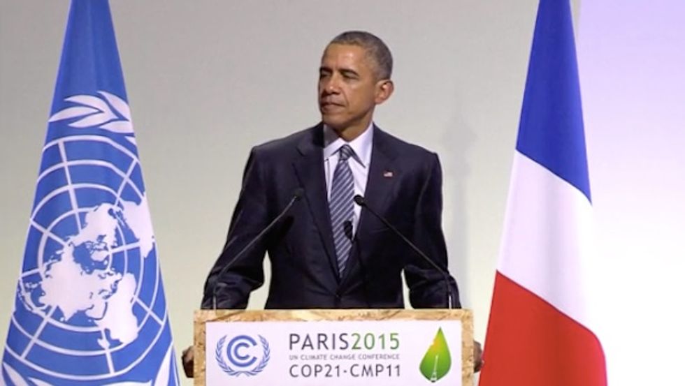 Obama Exceeds 3-Minute Speaking Limit at Climate Change Gathering — Watch What Happens When He Gets Signal to Wrap It Up