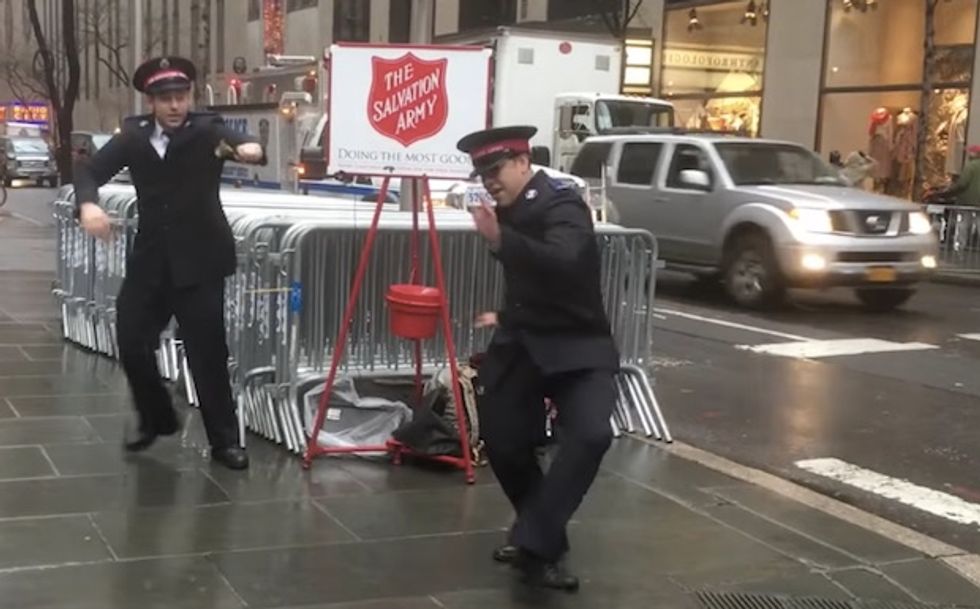 Need some holiday cheer? Watch these dancing Salvation Army bell ringers
