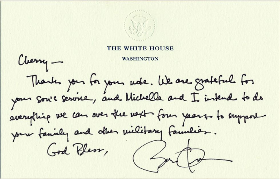 Update: Wounded Vet's Mother Will Auction Signed Letter From Obama Praising Her Son in Order to Cover Son's Medical Bills