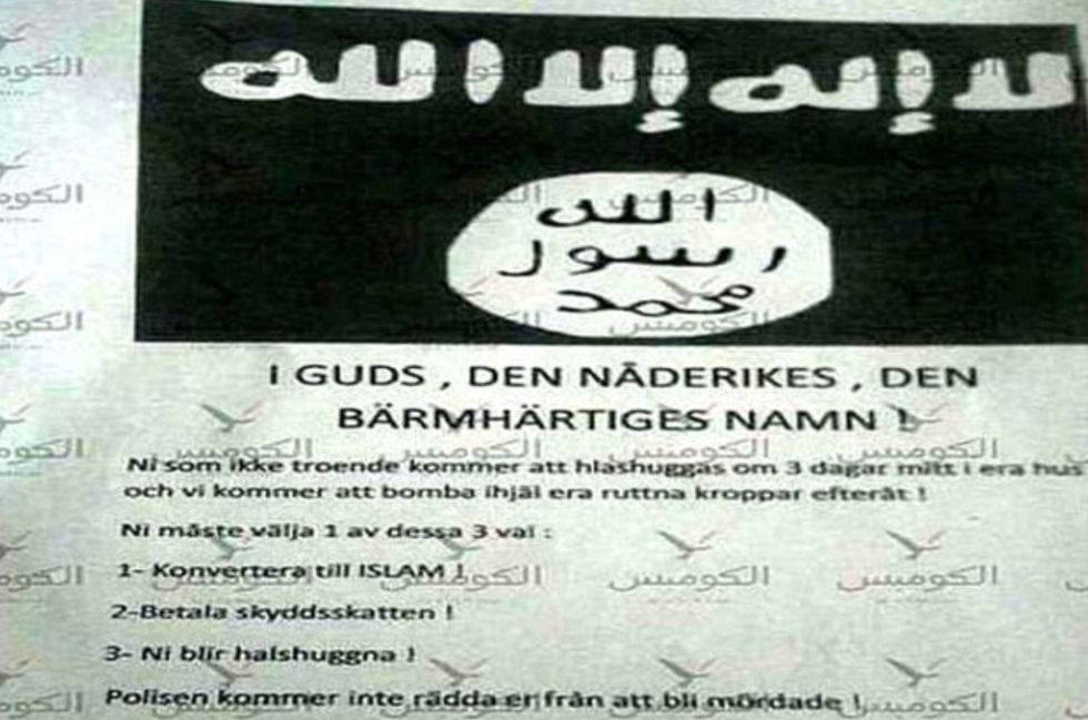 Police Investigating Bone-Chilling 'ISIS' Letters Across Sweden: 'You Must Choose Between These Three Choices