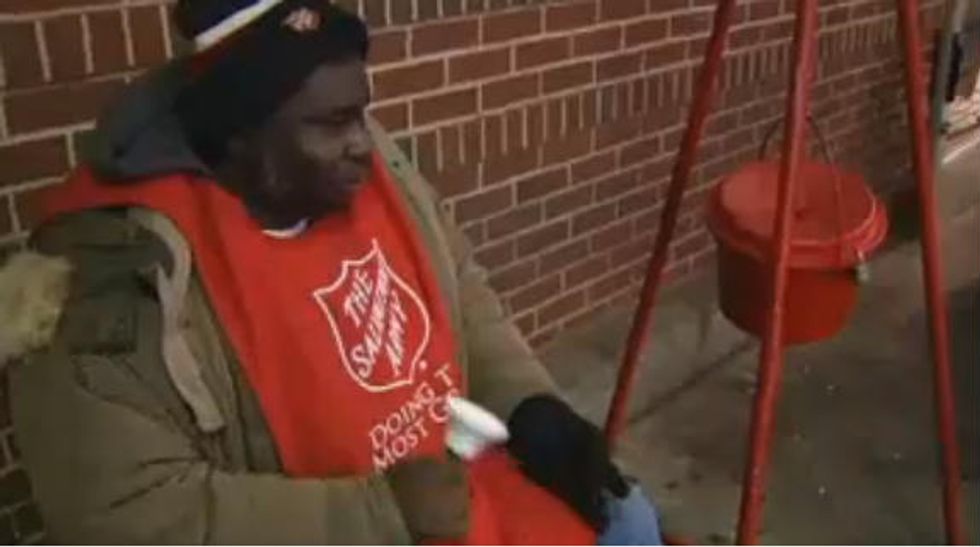 Blind Salvation Army Bell Ringer Returns to Work Two Days After 'Vicious Assault
