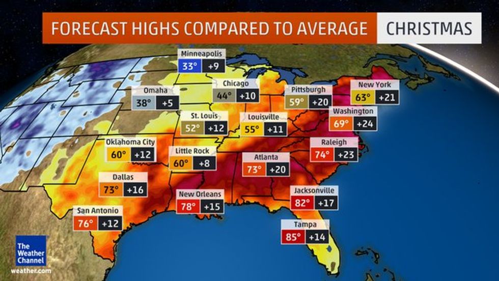 Record Christmas Warmth Continues to Grip the Eastern United States