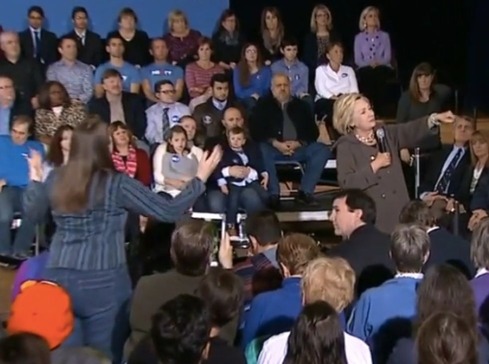 Hillary Heckled by N.H. State Rep During Town Hall Over Sexual Impropriety Accusations Against Bill Clinton — and the Candidate Isn't Smiling This Time