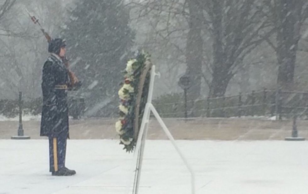Old Guard Keeps Watch Over Tomb of the Unknown Soldier as Major Blizzard Grinds D.C. to a Halt