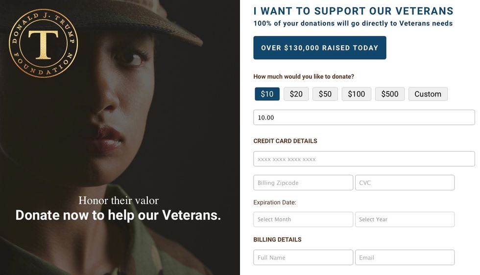 This Is Where the Money Donald Trump Raises for Veterans Will Be Going