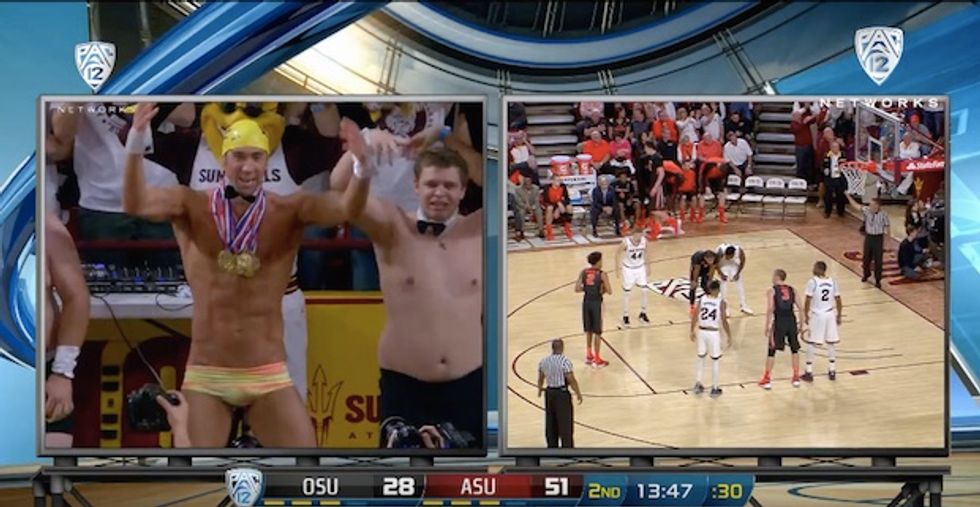 Wearing Only a Speedo and His Gold Medals, Olympian Michael Phelps Helps Arizona State's Basketball Team Win