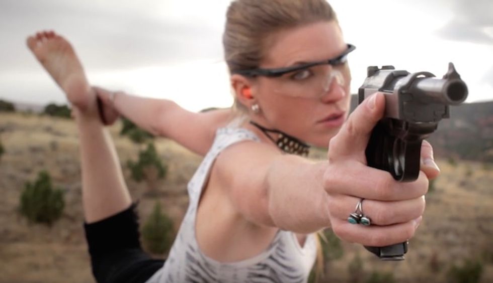 ‘This Is Not Easy’: Watch World-Famous Sharpshooter Target Practice — While Bending Into a Yoga Pose