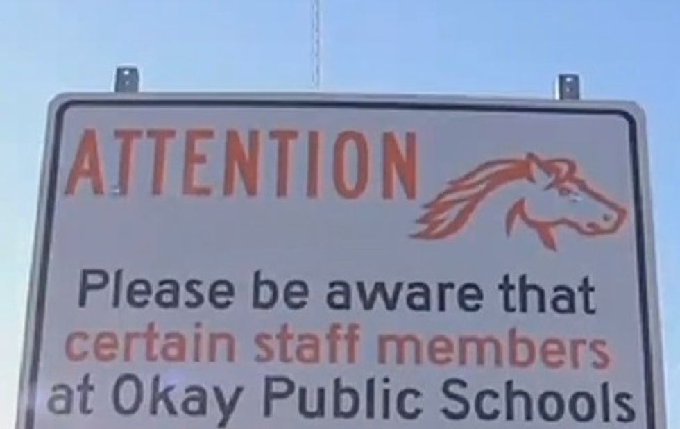 No-Nonsense Signs Just Posted at These Oklahoma Schools Warn That Attempts to Harm Students May Come at a Price