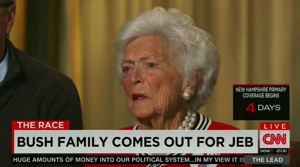 CNN Reporter Asks Barbara Bush for Her Thoughts on Trump — and She Offers 'Very Strong' Response