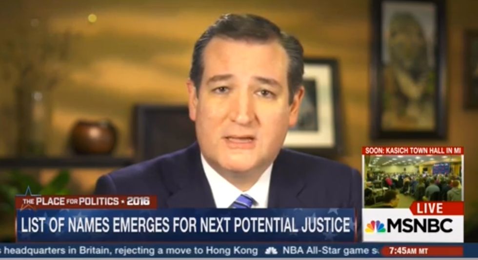 Mic Captures 'Meet the Press' Host's Reaction to Ted Cruz Comparing Scalia to Reagan — When It Re-Airs, Something's Missing