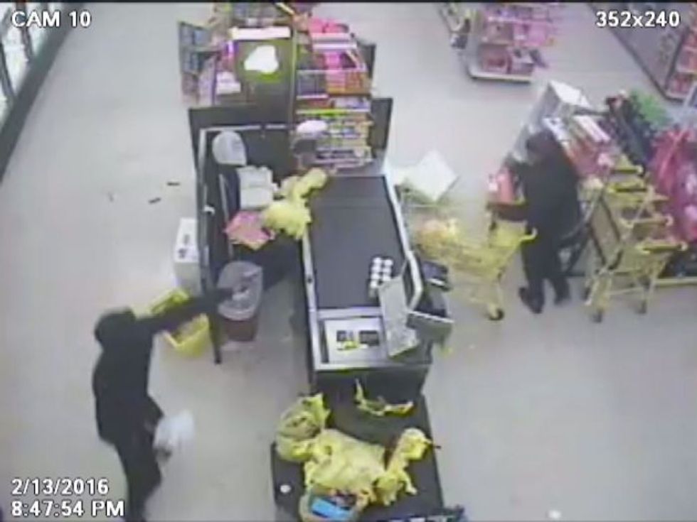 Surveillance Video Shows Moment Gunman Storms Dollar General Store and Shoots Clerk in the Leg