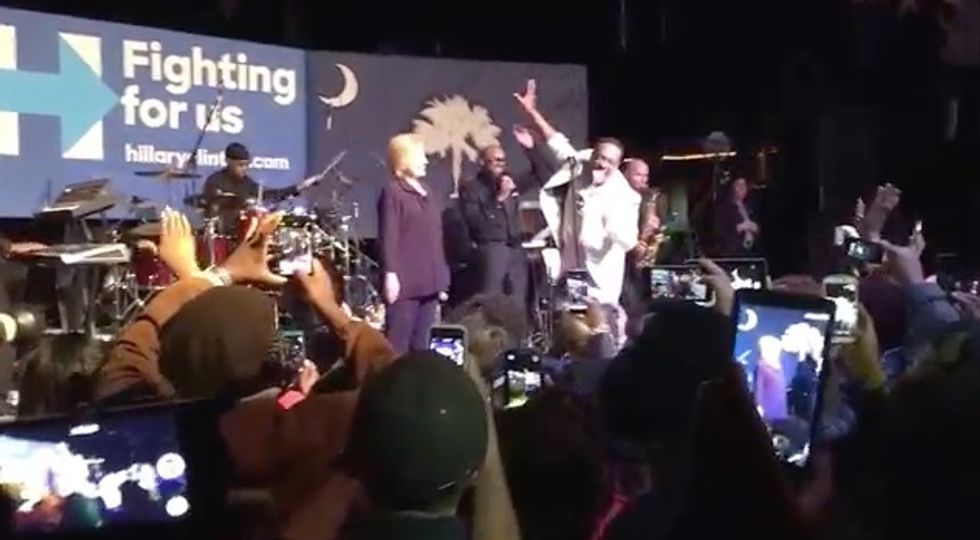 'Go Hillary! Go Hillary!': Clinton Looks Quite Enthused Onstage Backed by R&B Band — Then She's Encouraged to Dance