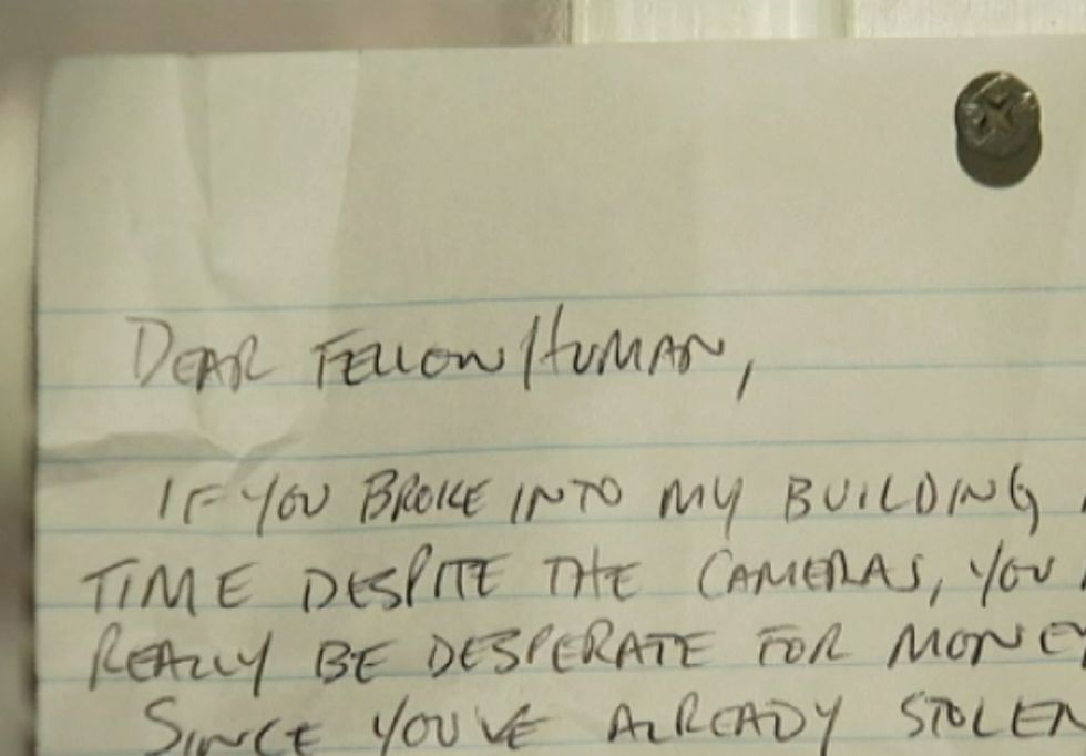 'Dear Fellow Human': See the Note — and Gift — Business Owner Leaves for Burglar Who Stole From His Store Not Once, But Twice