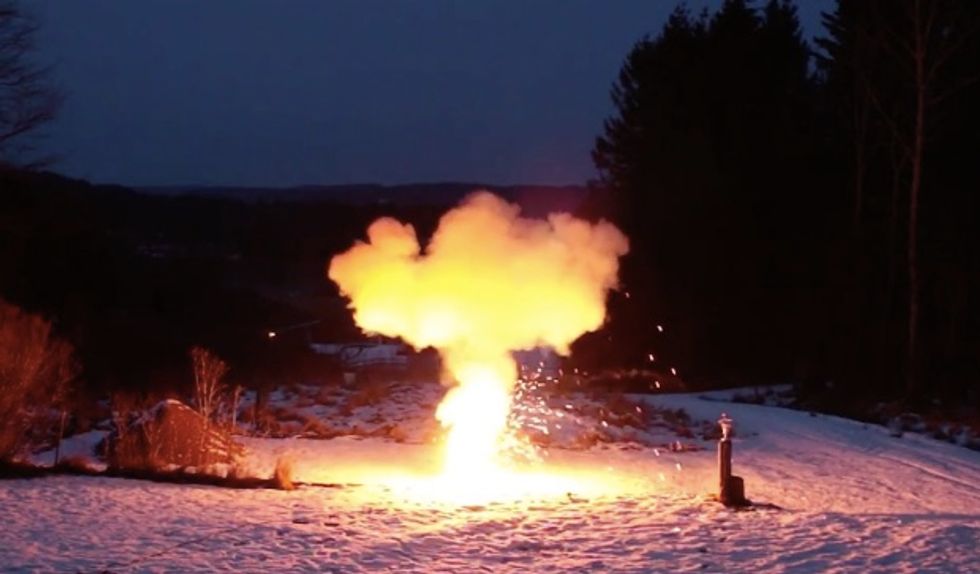 Dramatic Explosion and a 'Mushroom Cloud' Created Using 1,000 Sparklers and a Microwave Oven