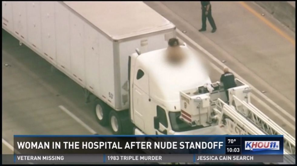 Naked Woman Dancing on Top of Big Rig Brings Morning Commute to Abrupt Halt on Texas Highway