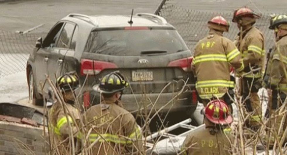 SUV Crashes, Lands on the Roof of a Pennsylvania Supermarket