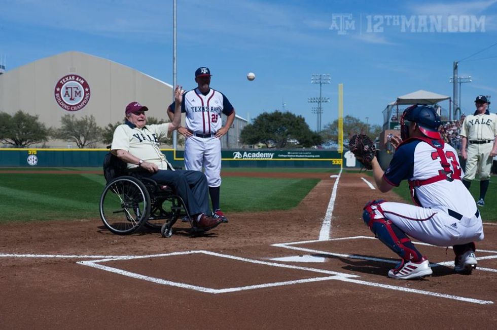 Welcome Home, Mr. President': George H.W. Bush Throws Opening Pitch at Texas A&M Game
