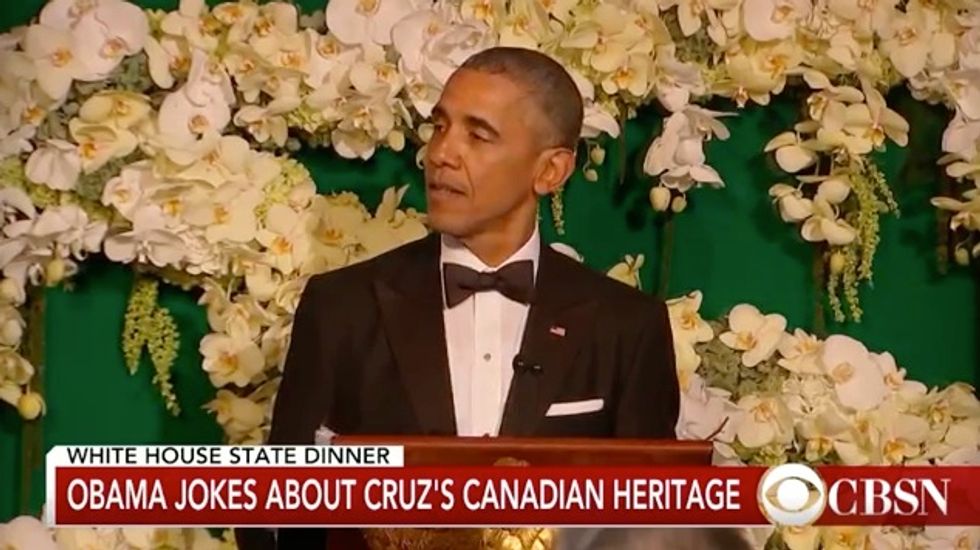 Obama Calls Ted Cruz a 'Boy Born in Calgary' in Joke at State Dinner for Canadian Prime Minister